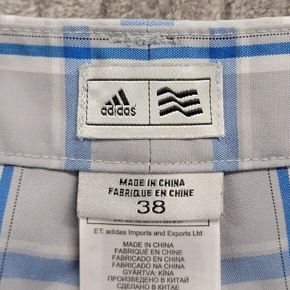 Adidas Golf Mens Plaid Flat Front Walking Shorts Size 38 (Chrome/Prime Blue) $60 - Picture 2 of 11